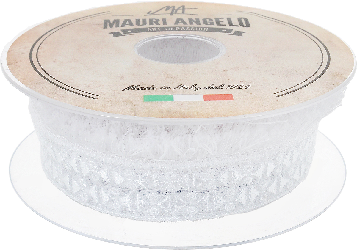 Лента кружевная Mauri Angelo, цвет: белый, 3,2 см х 10 мMR897Z169_белый Лента кружевная Mauri Angelo, цвет: белый, 3,2 см х 10 мMR897Z169_белыйДекоративная кружевная лента Mauri Angelo - текстильное изделие без тканой основы, в котором ажурный орнамент и изображения образуются в результате переплетения нитей. Кружево применяется для отделки одежды, белья в виде окаймления или вставок, а также в оформлении интерьера, декоративных панно, скатертей, тюлей, покрывал. Главные особенности кружева - воздушность, тонкость, эластичность, узорность. Декоративная кружевная лента Mauri Angelo станет незаменимым элементом в создании рукотворного шедевра. Ширина: 3,2 см. Длина: 10 м.