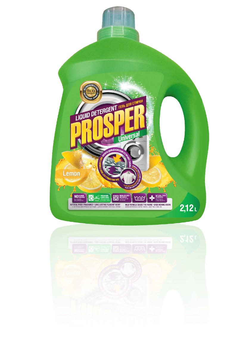 Гель для стирки PROSPER Лимон, концентрированный, 2,12 л4623721518805 Гель для стирки PROSPER Лимон, концентрированный, 2,12 л4623721518805- Формула двойной ионизации эффективно удаляет загрязнения различного происхождения, в том числе сложные и застарелые пятна. - Предотвращает усадку и потерю формы изделий. - НЕ СОДЕРЖИТ фосфатов и хлора, не вызывает аллергии и раздражения, безопасен для окружающей среды. - Быстро растворяется в теплой и холодной воде, легко вымывается, не оставляет разводов. - Содержит натуральные ароматизаторы, придает тканям легкий цитрусовый аромат. - Экономно расходуется благодаря концентрированному составу. - Предназначен для использования в стиральных машинах любого типа и ручной стирки. - Предотвращает образование накипи.