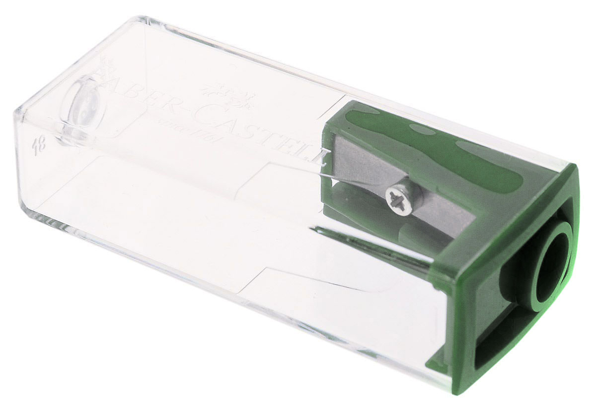 Faber- Castell Точилка с контейнером цвет темно-зеленыйFS-54103 Faber- Castell Точилка с контейнером цвет темно-зеленыйFS-54103Точилка Faber-Castell предназначена для затачивания карандашей диаметром 8 мм.Прозрачный контейнер позволяет визуально определить уровень заполнения и вовремя произвести очистку. Острое лезвие обеспечивает высококачественную и точную заточку деревянных карандашей.