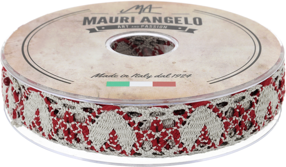 Лента кружевная Mauri Angelo, цвет: серый, красный, 2,7 см х 10 мMR3493/PG/4_серый, красный Лента кружевная Mauri Angelo, цвет: серый, красный, 2,7 см х 10 мMR3493/PG/4_серый, красныйДекоративная кружевная лента Mauri Angelo - текстильное изделие без тканой основы, в котором ажурный орнамент и изображения образуются в результате переплетения нитей. Кружево применяется для отделки одежды, белья в виде окаймления или вставок, а также в оформлении интерьера, декоративных панно, скатертей, тюлей, покрывал. Главные особенности кружева - воздушность, тонкость, эластичность, узорность. Декоративная кружевная лента Mauri Angelo станет незаменимым элементом в создании рукотворного шедевра. Ширина: 2,7 см. Длина: 10 м.