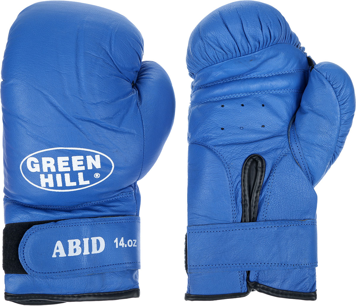 Перчатки боксерские Green Hill Abid, цвет: синий, белый. Вес 14 унцийBGA-2024 Перчатки боксерские Green Hill Abid, цвет: синий, белый. Вес 14 унцийBGA-2024Боксерские тренировочные перчатки Green Hill Abid выполнены из натуральной кожи. Они отлично подойдут для начинающих спортсменов. Мягкий наполнитель из очеса предотвращает любые травмы. Отверстия в районе ладони обеспечивают вентиляцию. Широкий ремень, охватывая запястье, полностью оборачивается вокруг манжеты, благодаря чему создается дополнительная защита лучезапястного сустава от травмирования. Застежка на липучке способствует быстрому и удобному надеванию перчаток, плотно фиксирует перчатки на руке.