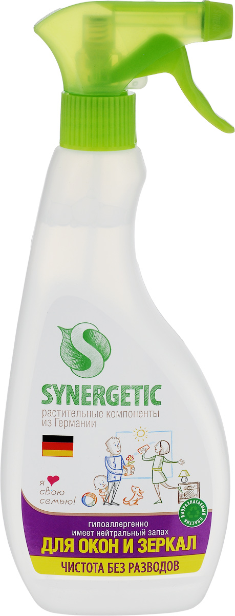 Средство Synergetic, для мытья стекол и зеркал, 500 мл107052 Средство Synergetic, для мытья стекол и зеркал, 500 мл107052Эффективное чистящее средство Synergetic предназначено для мытья окон, зеркал, изделий из стекла, хрусталя, фарфора, а также стекол автомобилей. Легко удаляет жир и грязь с любых блестящих поверхностей. Благодаря антистатическому эффекту, средство препятствует оседанию пыли, образуя защитную пленку. Гипоаллергенное средство, в состав которого входят только растительные компоненты, обладает приятным ароматом сирени. Товар сертифицирован.