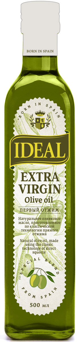 Ideal Extra Virgin масло оливковое, 0,5 л0120710 Ideal Extra Virgin масло оливковое, 0,5 л0120710IDEAL Extra Virgin - это масло высшей категории качества, полученное их отборных оливок исключительно путем механического прессования. Любое ваше блюдо станет богаче благодаря ценным свойствам, а также свежему аромату и гармоничному вкусу этого натурального оливкового масла. Оливковое масло Ideal идеально подходит для всех видов домашней кулинарии - салатов, маринадов, жарки, выпечки, фритюра и прочих блюд.