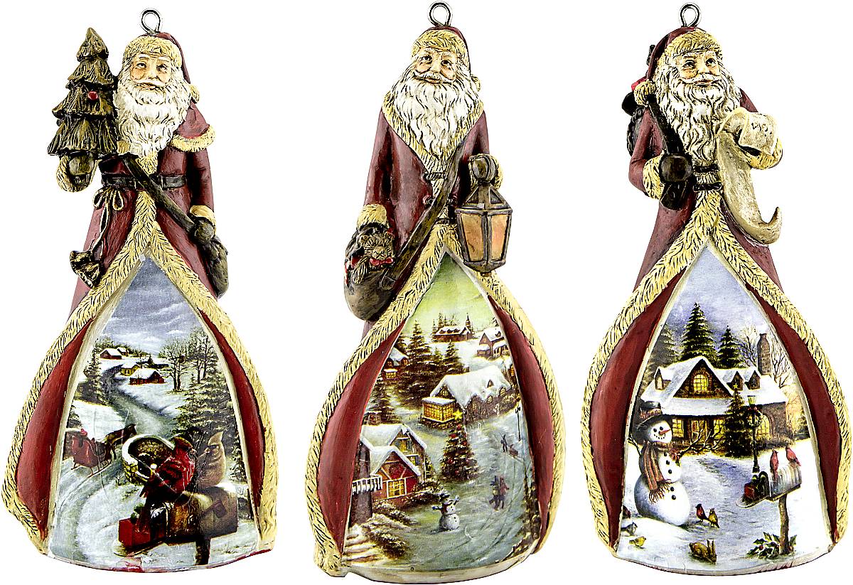 Набор новогодних подвесных украшений Mister Christmas Дед Мороз, высота 11 см, 3 штTM-D-SET/1 Набор новогодних подвесных украшений Mister Christmas Дед Мороз, высота 11 см, 3 штTM-D-SET/1Набор подвесных украшений Mister Christmas Дед Мороз прекрасно подойдет для праздничного декора новогодней ели. Набор состоит из 3 украшений, выполненных из керамики. Для удобного размещения на елке для каждого украшения предусмотрена петелька. Елочная игрушка - символ Нового года. Она несет в себе волшебство и красоту праздника. Создайте в своем доме атмосферу веселья и радости, украшая новогоднюю елку нарядными игрушками, которые будут из года в год накапливать теплоту воспоминаний.