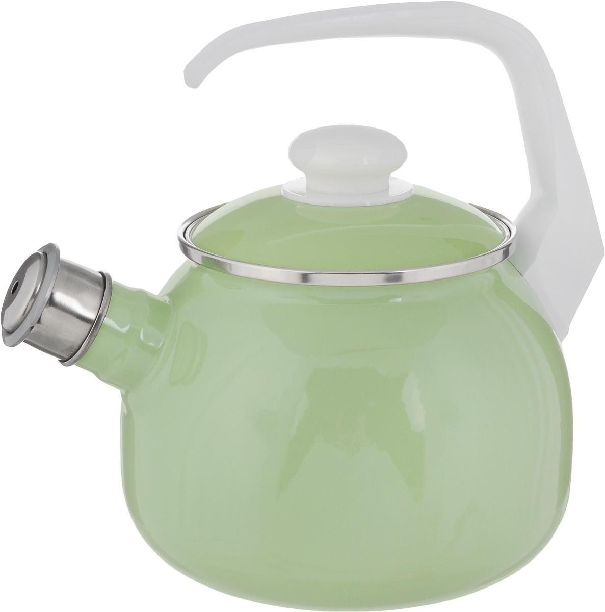 Чайник Elros Green Apple, со свистком, цвет: зеленый, 2,5 л115510 Чайник Elros Green Apple, со свистком, цвет: зеленый, 2,5 л115510Чайник Elros Green Apple изготовлен из высококачественной нержавеющей стали с эмалированным покрытием. Нержавеющая сталь обладает высокой устойчивостью к коррозии, не вступает в реакцию с холодными и горячими продуктами и полностью сохраняет их вкусовые качества. Особая конструкция дна способствует высокой теплопроводности и равномерному распределению тепла. Чайник оснащен удобной ручкой. Носик чайника имеет снимающийся свисток, звуковой сигнал которого подскажет, когда закипит вода. Подходит для всех типов плит, включая индукционные. Можно мыть в посудомоечной машине.Диаметр чайника (по верхнему краю): 12,5 см.Высота чайника (без учета ручки и крышки): 13 см.Высота чайника (с учетом ручки): 23 см.