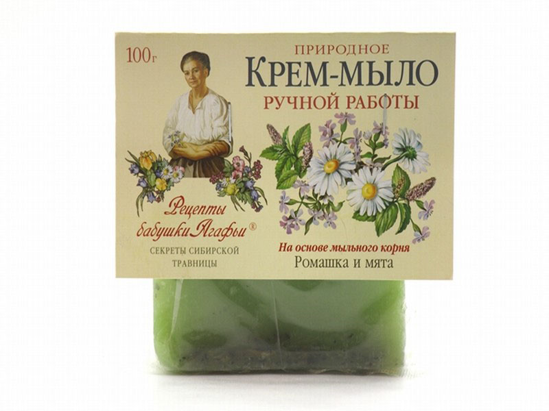 Рецепты бабушки Агафьи Мыло Ромашка и мята, 100 гр071-6-2634 Рецепты бабушки Агафьи Мыло Ромашка и мята, 100 гр071-6-2634Природное крем-мыло деликатно ухаживает за кожей, увлажняя ее и улучшая текстуру кожных покровов. Мыльный корень – это натуральная, хорошо пенящаяся основа, которая намного мягче, чем щелочная, используемая обычно. Ромашка и мята благотворно воздействуют на кожу, защищая ее от негативных воздействий окружающей среды. Кожа приобретает дополнительную энергию и тонус.