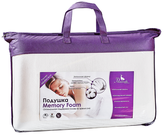 Подушка ортопедическая Primavelle Memory Foam, 65 x 40 x 14 см4690400077670 Подушка ортопедическая Primavelle Memory Foam, 65 x 40 x 14 см4690400077670Ортопедическая подушка изготовлена по новейшей технологии вспенивания, благодаря которой в ней образуется множества микропор, которые способствуют активной циркуляции воздуха в изделии, что делает сон более комфортным. Подушка обладает повышенной упругостью, улучшенными свойствами «запоминать» и восстанавливать форму. Эта подушка подарит Вам незабываемые ощущения от комфортного и здорового сна!