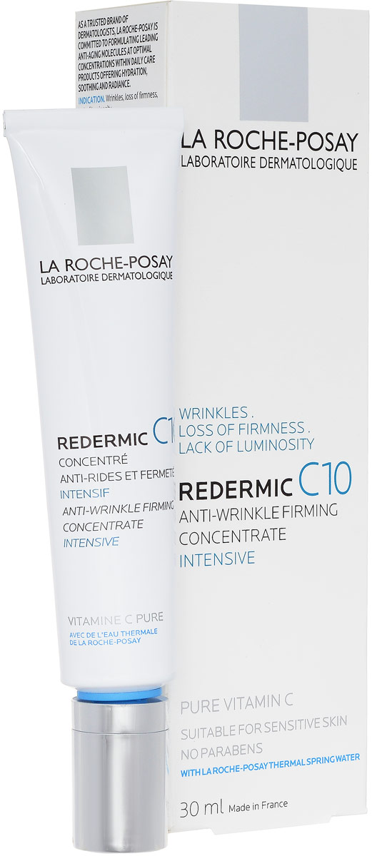 La Roche-Posay Redermic C10 Интенсивный антивозрастной уход, 30 млFS-00897 La Roche-Posay Redermic C10 Интенсивный антивозрастной уход, 30 млFS-00897Интенсивный антивозрастной уход разработан для кожи со следующими признаками старения:- Морщины;- Потеря упругости;- Тусклый цвет лица.Активная формула содержит 10% чистый витамин С в наиболее стабильной форме. Благодаря этому уже через 1 неделю после начала использования:- Сокращаются морщины, кожа становиться более гладкой.- Повышается упругость кожи.- Сияющий и ровный цвет лица.
