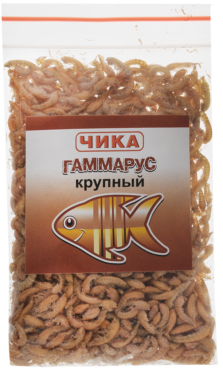 Корм для рыб Чика Гаммарус, крупный, 85 мл. 46070450602710120710 Корм для рыб Чика Гаммарус, крупный, 85 мл. 46070450602710120710Корм для рыб Чика Гаммарус - изготовлен методом сублимированной сушки пресноводных рачков-бокоплавов. Корм быстро поглощает воду и приобретает свойства, близкие к естественным. Гаммарус считается одним из лучших кормов, благодаря своей высокой питательной ценности (более 52% белков), большому содержанию каротина (витамина А и его провитаминов) для яркой окраски и хитина. Он с удовольствием поедается средними и крупными рыбами, а также водоплавающими, птицами, рептилиями и грызунами. Гаммарус способствует очистке пищеварительной системы. Не забывайте удалять несъеденные остатки корма.Остатки корма нужно удалить.Товар сертифицирован.
