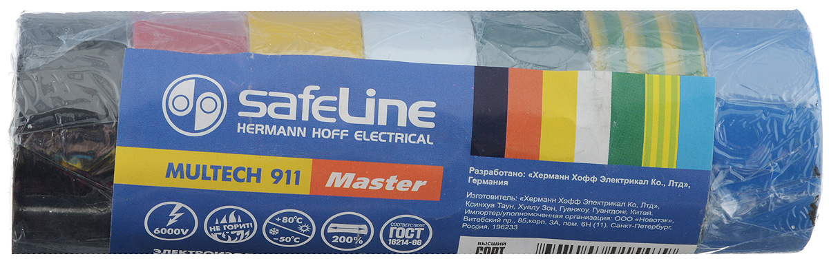 Лента изоляционная Safelin Master, ширина 1,9 см, длина 5 м, 7 шт80621 Лента изоляционная Safelin Master, ширина 1,9 см, длина 5 м, 7 шт80621Изоляционная лента Safelin Master сделана из поливинилхлорида - материала, известного своей эластичностью и прочностью. Изолента применяется для изоляции проводов и проведения электромонтажных работ, отлично подходит для маркировки проводов и служит средством для починки бытовых электроприборов.Safelin Master обладает рядом преимуществ:- напряжение пробоя 6000V,- не горит,- выдерживает температуру от -50°С до +80°С.