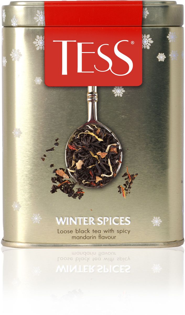 Tess Winter Spices черный листовой чай, 110 г1163-10 Tess Winter Spices черный листовой чай, 110 г1163-10Композиция Winter Spices, созданная на основе изысканного цейлонского чая, наполнена чудесным, праздничным и свежим вкусом сочного мандарина. Его характерная нежная сладость подчеркивают природные пряные оттенки чая, а затем отступает, чтобы в послевкусие зазвучала горячая сила имбиря и томная острота корицы. Насыщенный и согревающий Winter Spices хочется смаковать глоток за глотком, наслаждаясь домашним уютом после долгой зимней прогулки.