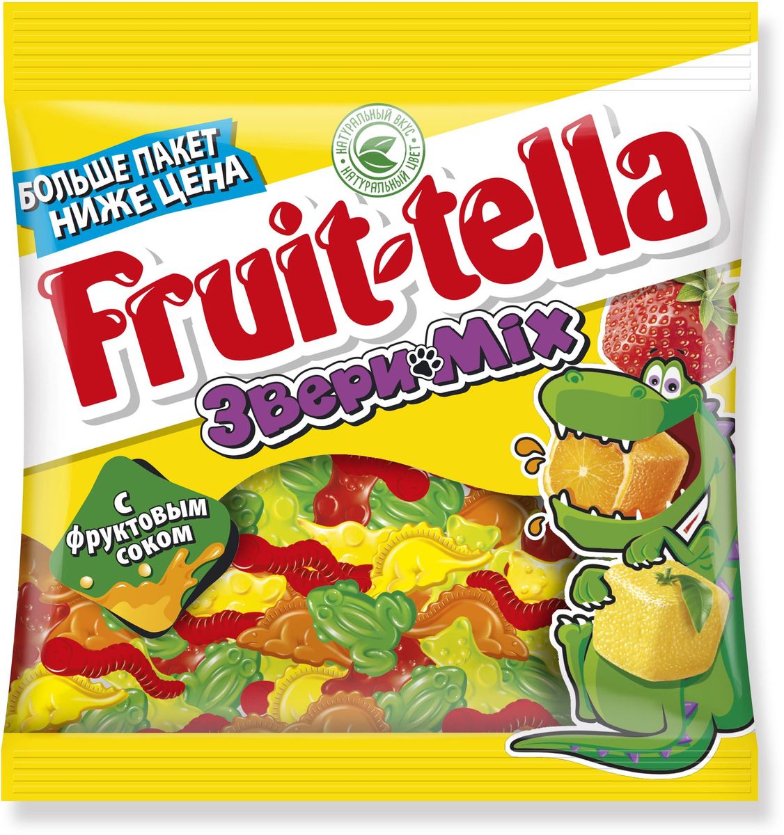 Fruittella Звери Mix жевательный мармелад, 150 г0120710 Fruittella Звери Mix жевательный мармелад, 150 г0120710Сочные жевательные конфеты и мармелад Fruit-tella дарят детям и взрослым всю радугу цветов и вкусов: от апельсина и яблока до черной смородины и клубники! Они изготовлены по уникальной рецептуре с использованием только натуральных компонентов – фруктов, овощей и фруктовых соков! УВАЖАЕМЫЕ КЛИЕНТЫ! Обращаем ваше внимание на возможные изменения в дизайне упаковки. Качественные характеристики товара и его размеры остаются неизменными. Поставка осуществляется в зависимости от наличия на складе.