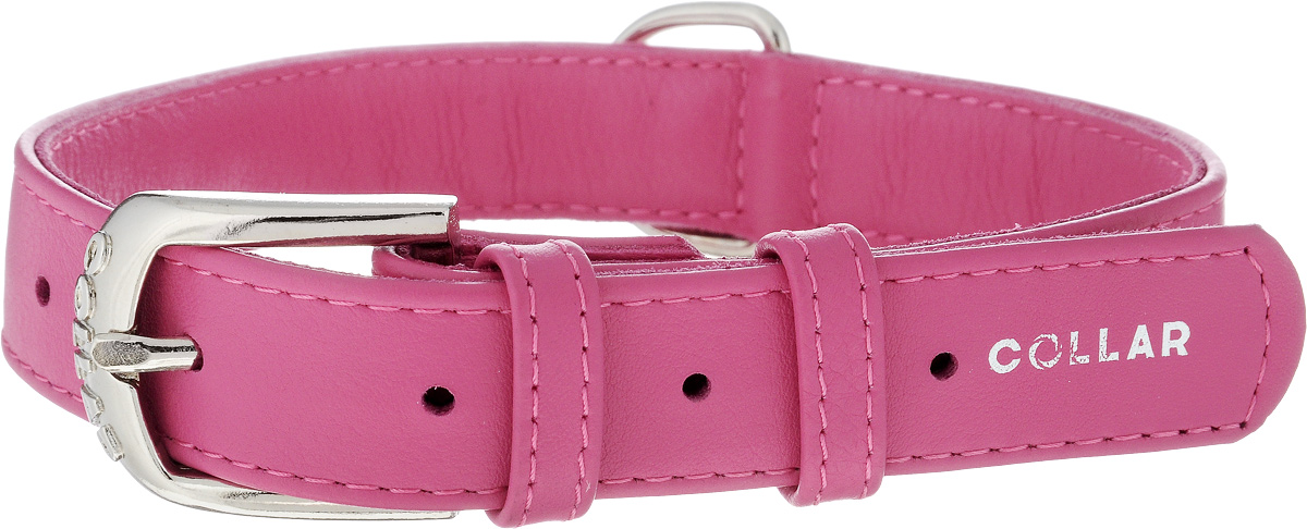 Ошейник для собак CoLLaR Glamour, цвет: розовый, ширина 2,5 см, обхват шеи 38-49 см. 330470120710 Ошейник для собак CoLLaR Glamour, цвет: розовый, ширина 2,5 см, обхват шеи 38-49 см. 330470120710Ошейник CoLLaR Glamour изготовлен из натуральной кожи, устойчивой к влажности и перепадам температур. Клеевой слой, сверхпрочные нити, крепкие металлические элементы делают ошейник надежным и долговечным. Размер ошейника регулируется при помощи металлической пряжки. Имеется металлическое кольцо для крепления поводка. Ваша собака тоже хочет выглядеть стильно! Такой модный ошейник станет для питомца отличным украшением и выделит его среди остальных животных. Изделие отличается высоким качеством, удобством и универсальностью.Обхват шеи: 38-49 см. Ширина: 2,5 см.