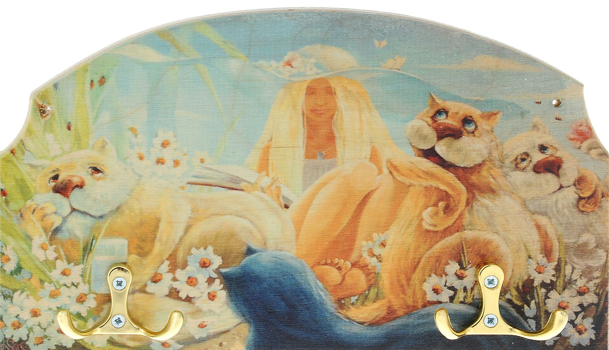Вешалка-ключница Miolla Кошки, 25 х 15 смKD-16-2 Вешалка-ключница Miolla Кошки, 25 х 15 смKD-16-2Вешалка-ключница Miolla Кошки, выполненная из дерева и металла, станет не заменимым аксессуаром для дома. В доме должен быть мир и порядок, около дверей должна висеть настенная ключница. Жизнь современной семьи складывается таким образом, что в каждом доме со временем собирается увесистая связка ключей. От дома, дачи, офиса, почты, квартиры, гаража. Лучше держать их в одном месте, чтобы не терять время и нервы на их поиски в нужный момент. Размер ключницы: 25 х 15 см.