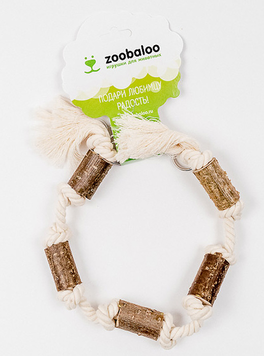 Игрушка для птиц Zoobaloo Гирлянда516 Игрушка для птиц Zoobaloo Гирлянда516Оригинальная игрушка для пернатых друзей Zoobaloo Гирлянда изготовлена из хлопчатобумажной веревки и орешника. Имеет карабин для крепления в любом месте клетки.