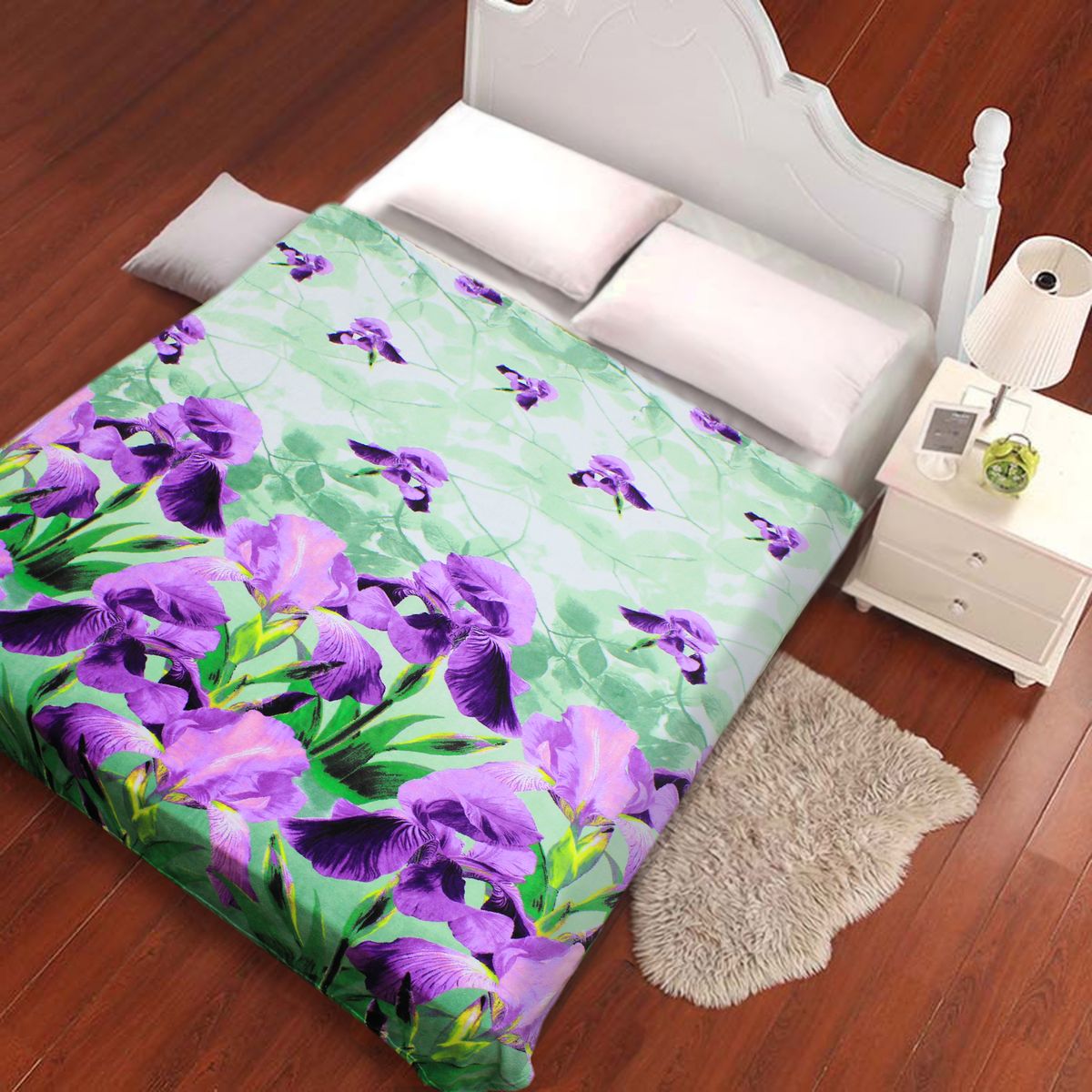 Плед TexRepublic Happy. Ирисы, цвет: зеленый, фиолетовый, 150 х 200 см. TF MF F59 152081315 Плед TexRepublic Happy. Ирисы, цвет: зеленый, фиолетовый, 150 х 200 см. TF MF F59 152081315Коллекция Пледов TexRepublic Happy - стильные и необыкновенно теплые пледы! Вся коллекция выполнена из микрофайбера. Микрофайбер - современный, комфортный материал, обладающий обширным списком достоинств. Он практически не мнется, не требует особого ухода, не линяет, не выцветает. Четкость рисунка и яркость красок не выцветают долгие годы. Плед - тёплый, мягкий, невероятно приятный, функциональный, практичный и модный. Плед из микрофайбера TexRepublic - непременно станет ярким акцентом в интерьере. Идеальное сочетание качественной продукции по доступной цене. Это лучший подарок для Вас и дорогих вашему сердцу людей!