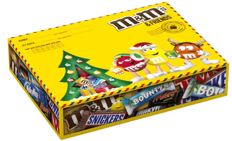 M&Ms and Friends Подарочный набор кондитерских изделий, 258 г10156423 M&Ms and Friends Подарочный набор кондитерских изделий, 258 г10156423Новогодний набор M&Ms и Друзья - отличный подарок для родных, близких, детей и коллег! В наборе - только самые известные и любимые шоколадные батончики, конфеты и драже: Сникерс, Твикс, Баунти и, кончено же, M&Ms! Яркая упаковка дополняет этот разнообразный ассортимент и делает ваш подарок по-настоящему незабываемым!