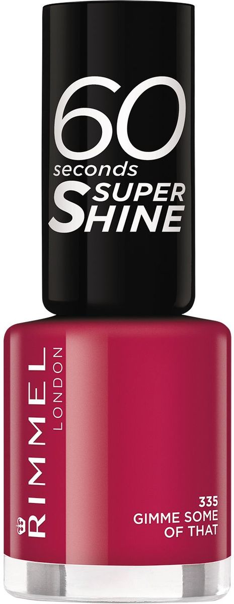 Rimmel Лак для ногтей 60 Seconds Super Shine, тон № 335 (gimme some of that), 8 мл1301210 Rimmel Лак для ногтей 60 Seconds Super Shine, тон № 335 (gimme some of that), 8 мл1301210Формула лака для ногтей 60 seconds Super Shine с аргановым и оливковым маслами для интенсивного ухода за ногтямиТехнология 3-в-1: базовое покрытие, насыщенный цвет и верхнее покрытие - одним движением кисточки!Удобная широкая кисточка Xpress Brush™ для удобного нанесения лакаОдна маленькая бутылочка дает суперблеск и стойкий цвет до 10 дней!Высыхает за 60 секунд!