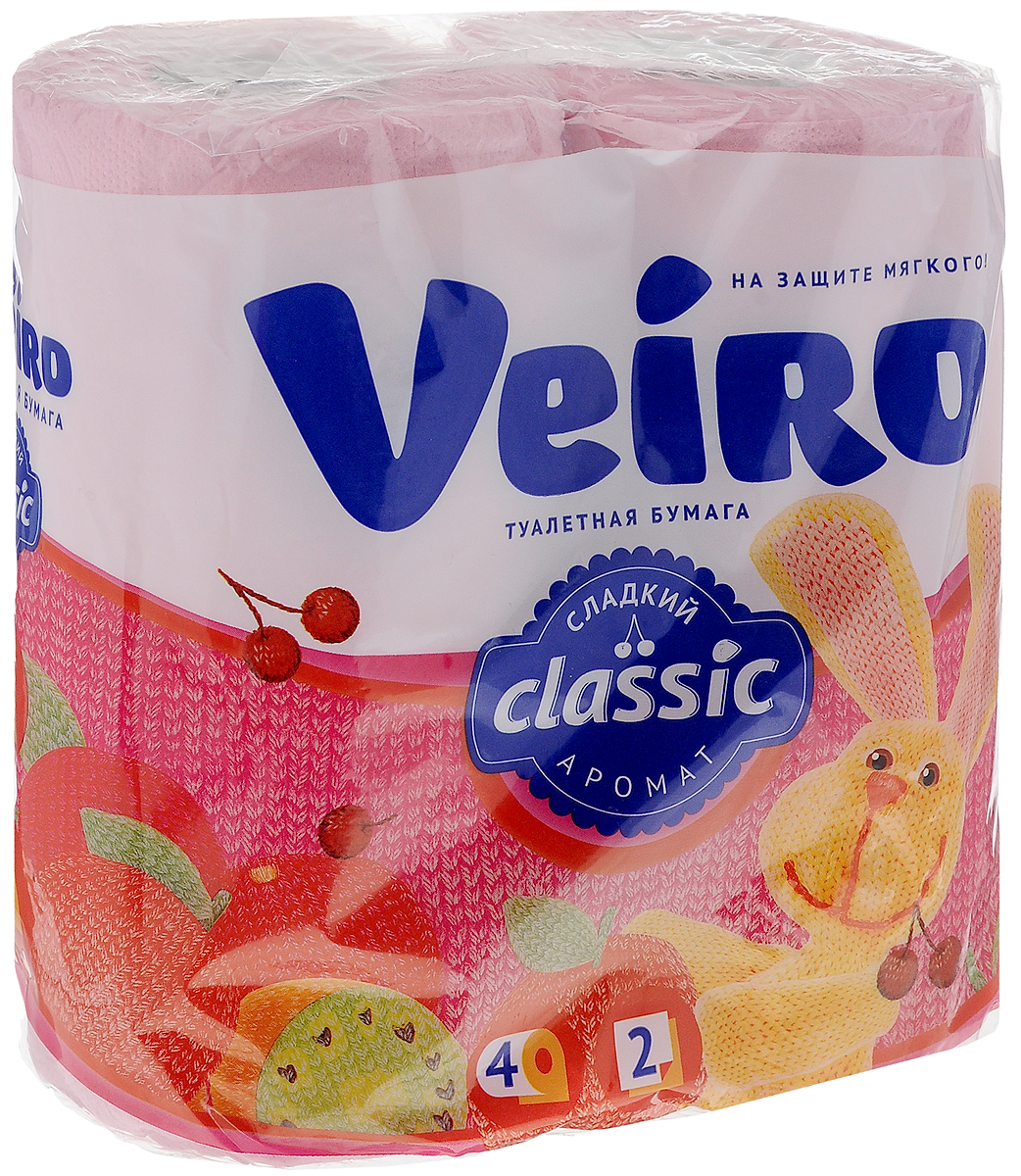 Бумага туалетная Veiro Classic. Сладкий аромат, двухслойная, 4 рулона5C24р Бумага туалетная Veiro Classic. Сладкий аромат, двухслойная, 4 рулона5C24рТуалетная бумага Veiro Classic, выполненная из натуральной целлюлозы, обеспечивает превосходный комфорт и ощущение чистоты и свежести. Необыкновенно мягкая, но в тоже время прочная, бумага не расслаивается и отрывается строго по линии перфорации, не вызывает аллергии и раздражения. Двухслойные листы имеют рисунок с перфорацией. Количество слоев: 2. Количество листов: 140 шт. Размер листа: 12,5 х 9,5 см. Длина намотки: 17,5 м. Состав: 100% целлюлоза.