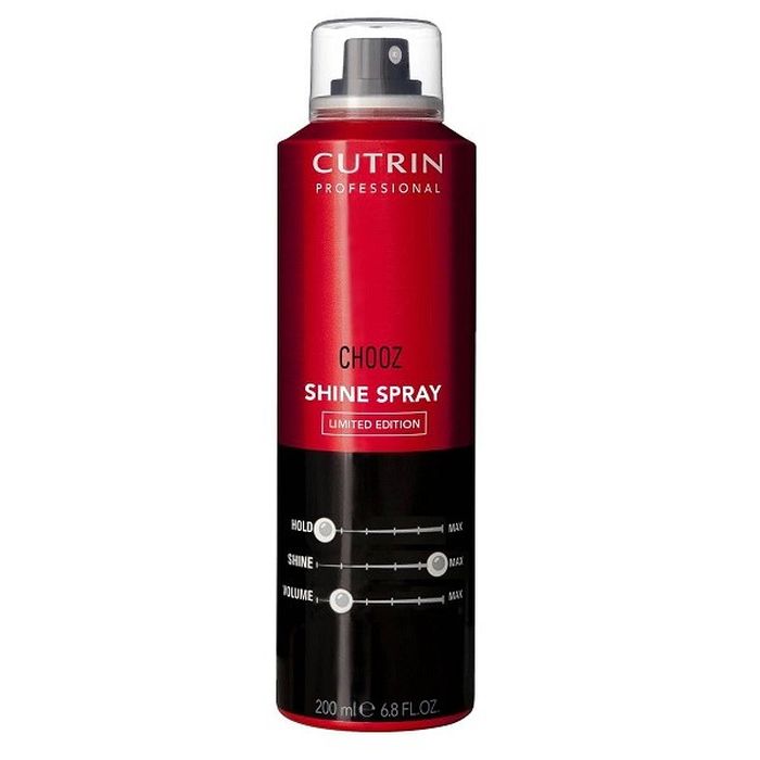Cutrin Chooz Shine Spray Спрей-блеск для волос, 200 мл72523WD Cutrin Chooz Shine Spray Спрей-блеск для волос, 200 мл72523WDЛегкий спрей-блеск для волос, без эффекта утяжеления используется как финишное средство для завершения любой прически или укладки волос. Придает волосам бриллиантовый блеск, обладает антистатическим эффектом, что особенно важно для тонких и длинных волос. Содержит УФ-фильтр.После применения спрея волосы выглядят ухоженными и эластичными, а окрашенные волосы приобретают насыщенный оттенок, благодаря блеску.