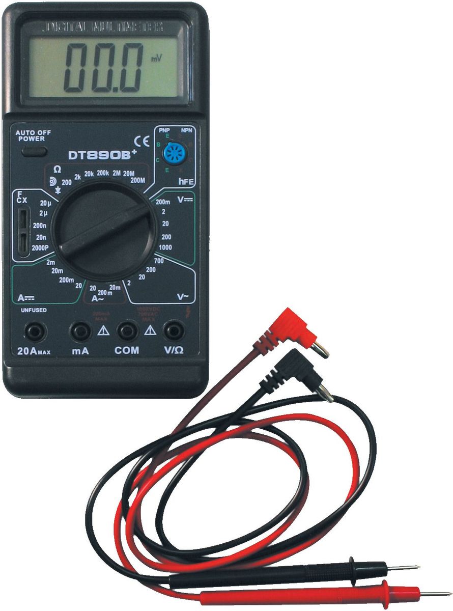 Мультиметр ТЕК DT 890 B+61/10/224 Мультиметр ТЕК DT 890 B+61/10/224Постоянное напряжение 200м-0-200-1000+/- 0,5% V Постоянный ток 2м-20м-200м-10А+/-1,2% А Сопротивление 200-2к-20к-200к-2М-20М-200МОм+/-1,0% мОм Рабочая температура 0/+40 °С