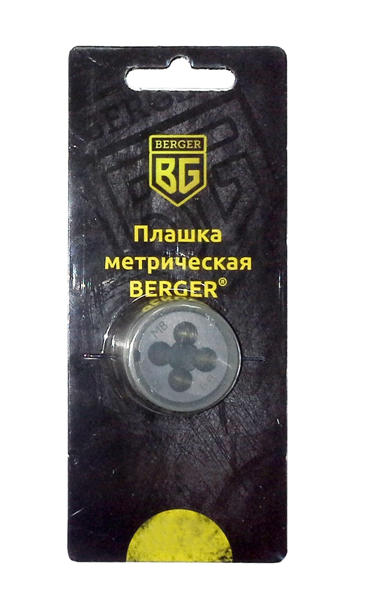 Плашка метрическая Berger, М14 х 1,25 мм. BG1013BG1013 Плашка метрическая Berger, М14 х 1,25 мм. BG1013BG1013Плашки изготовлены из инструментальной легированной стали 9ХС (средняя твердость 61 HRC), обладают повышенной износостойкостью, упругостью, сопротивлением к изгибу и кручению, стойкостью к контактным нагрузкам. Упаковка - блистер. Маркировка плашки облегчает идентификацию.