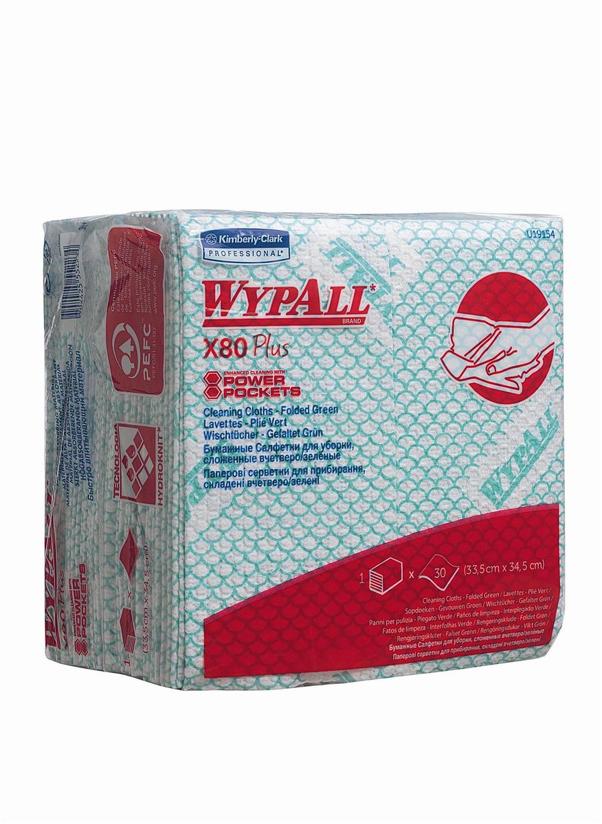 Салфетка протирочная Wypall Х80 Plus, 4 сложения, 30 листов. 1915419154 Салфетка протирочная Wypall Х80 Plus, 4 сложения, 30 листов. 1915419154Универсальные протирочные салфетки для многоразового использования с тиснением, изготовленные по технологиям HYDROKNIT® и PowerPocket®, обладают повышенной впитывающей способностью, долговечностью и прочностью (как в сухом, так и во влажном состоянии), могут использоваться с большинством растворителей или другими агрессивными жидкостями, обеспечивают быструю очистку и помогают сократить расходы. Идеальное решение для выполнения сложных задач в пищевой промышленности, на производственных участках со строгим разделением операций, при грубой очистке в клинических помещениях и палатах пациентов. Помогает предотвратить перекрестное загрязнение за счет цветовой кодировки. Салфетки можно стирать и использовать повторно, что уменьшает объем отходов и сокращает эксплуатационные затраты. Совместимы с диспенсером 7969. Формат поставки: протирочные салфетки со сложением вчетверо interfold, упакованные в полиэтиленовый пакет для защиты от брызг и воды, обеспечивающий мгновенный доступ к...