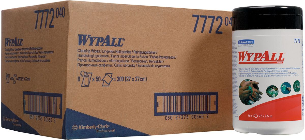 Салфетка протирочная Wypall, 50 листов, 6 упаковок. 77727772 Салфетка протирочная Wypall, 50 листов, 6 упаковок. 77727772Абразивные влажные салфетки, обеспечивающие очистку рук, инструментов, узлов агрегатов без использования мыла, гелей и воды; не раздражают и не высушивают кожу рук; повышают уровень гигиены. Формат поставки: система протирки на основе рулонных салфеток с центральной подачей для контроля расхода; быстрая загрузка и простая очистка системы; подача по одному листу сокращает объем отходов, обеспечивая высокий уровень гигиены. Переносная система с предварительно пропитанными протирочными салфетками для очистки: одна сторона салфеток с шероховатой поверхностью - для удаления грязи, вторая - с гладкой поверхностью - для очистки и окончательной отделки.