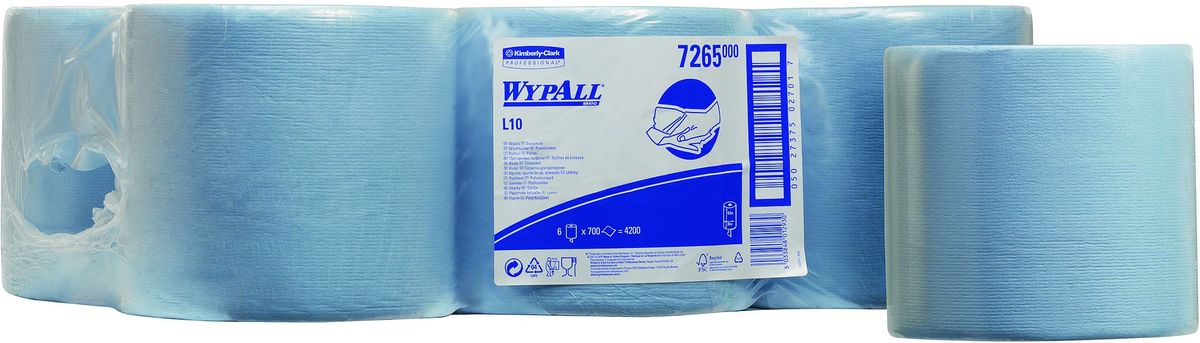 Полотенца бумажные Wypall L10 Extra, 6 рулонов. 72657265 Полотенца бумажные Wypall L10 Extra, 6 рулонов. 72657265Бумажные полотенца Wypall L10 Extra, изготовленные из целлюлозы, отличаются особенной прочностью и быстротой впитывания жидкостей. Полотенца идеально подойдут для универсальных задач: сбора грязи, работы с маслом, протирки и впитывания жидкостей в пищевой промышленности, а также в автомобильной индустрии и многих других областей. В набор входит: 6 рулонов. Количество листов в рулоне: 700 шт.