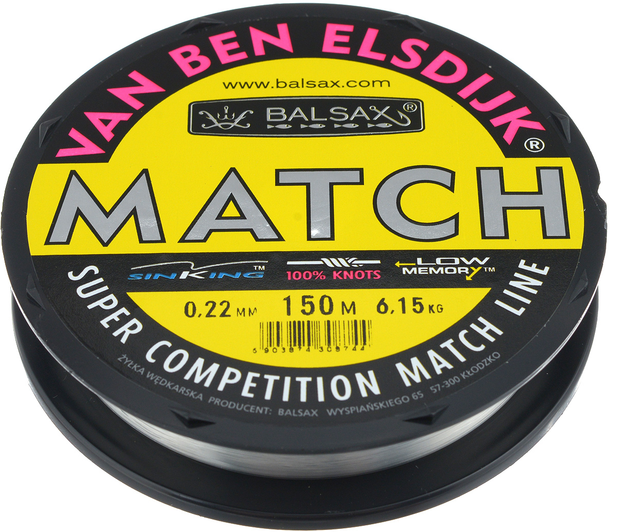 Леска Balsax Match VBE, 150 м, 0,22 мм, 6,15 кг304-10022 Леска Balsax Match VBE, 150 м, 0,22 мм, 6,15 кг304-10022Опытным спортсменам, участвующим в соревнованиях, нужна надежная леска, в которой можно быть уверенным в любой ситуации. Леска Balsax Match VBE отличается замечательной прочностью на узле и высокой сопротивляемостью к истиранию. Она была проверена на склонность к остаточным деформациям, чтобы убедиться в том, что она обладает наиболее подходящей растяжимостью, отвечая самым строгим требованиям рыболовов. Такая леска отлично подходит как для спортивного, так и для любительского рыболовства.