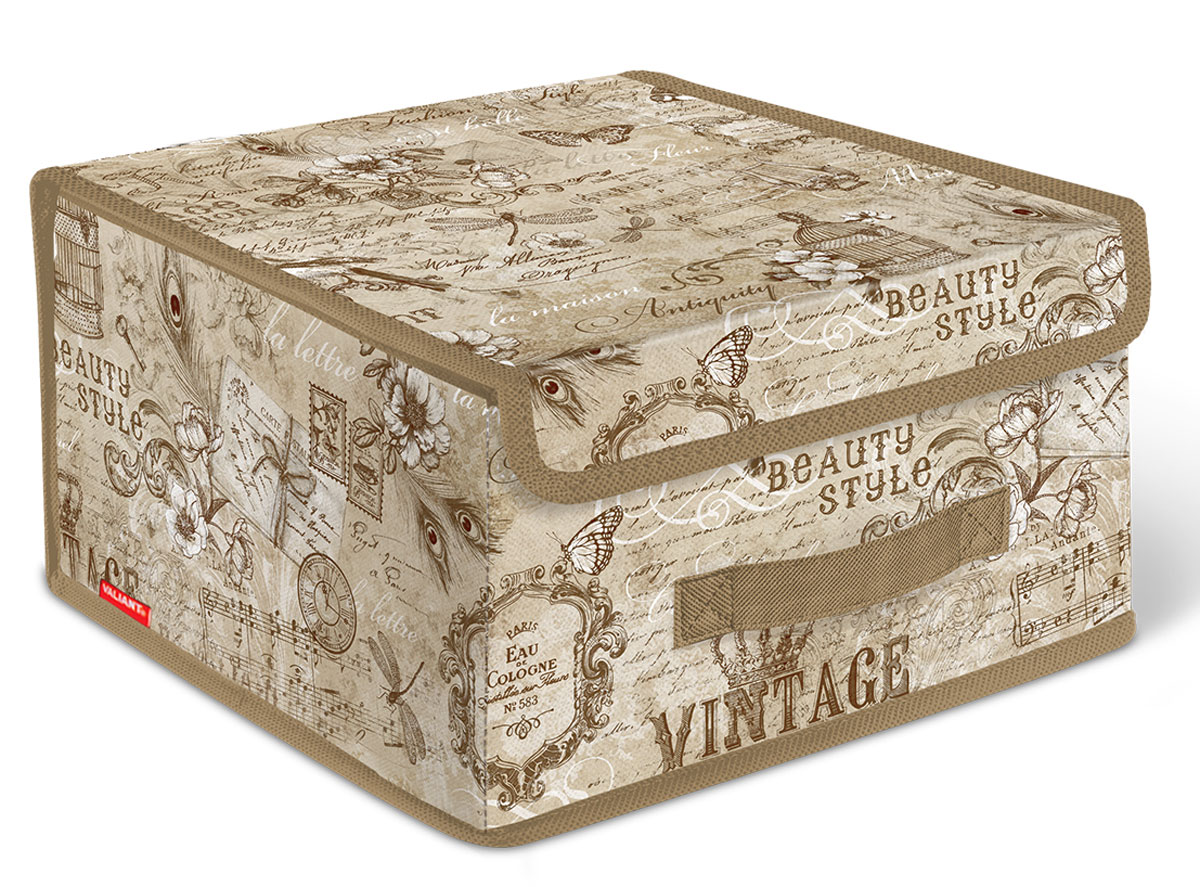 Короб стеллажный Valiant Vintage, с крышкой, 28 x 30 x 16 смVN-BOX-LS Короб стеллажный Valiant Vintage, с крышкой, 28 x 30 x 16 смVN-BOX-LSСтеллажный короб Valiant Vintage изготовлен из высококачественного нетканого материала, который обеспечивает естественную вентиляцию, позволяя воздуху проникать внутрь, но не пропускает пыль. Вставки из плотного картона хорошо держат форму. Короб снабжен специальной крышкой, которая фиксируется с помощью двух магнитов. Изделие отличается мобильностью: легко раскладывается и складывается. В таком коробе удобно хранить одежду, белье и мелкие аксессуары. Системы хранения в едином дизайне сделают вашу гардеробную изысканной и невероятно стильной.