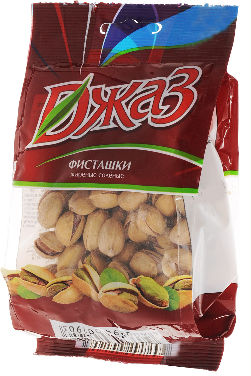 Джаз фисташки жареные соленые, 150 г0120710 Джаз фисташки жареные соленые, 150 г0120710Фисташка - небольшой род вечнозеленых и листопадных деревьев или кустарников. Открытая скорлупа этого ореха напоминает улыбку, отчего его и зовут счастливый орех. А он не только счастливый, но и полезный.В каждом маленьком орешке содержатся медь, марганец, фосфор, калий и магний. По содержанию витамина В6 этот продукт может поспорить даже с говяжьей печенью, а всего 30 орехов содержат столько же клетчатки, сколько находится в целой порции овсяной каши. Благодаря содержанию витамина E, фисташковые орехи оказывают омолаживающее действие на организм.Обжарка фисташек Джаз происходит на собственном производстве, непосредственно перед фасовкой. Поддерживается постоянный контроль качества обжарки. Фасовка происходит сразу после жарки. Жареная фисташка не хранится долго неупакованной, благодаря чему она не набирает лишнюю влагу и дольше сохраняет первоначальный вкус жареной соленой фисташки.
