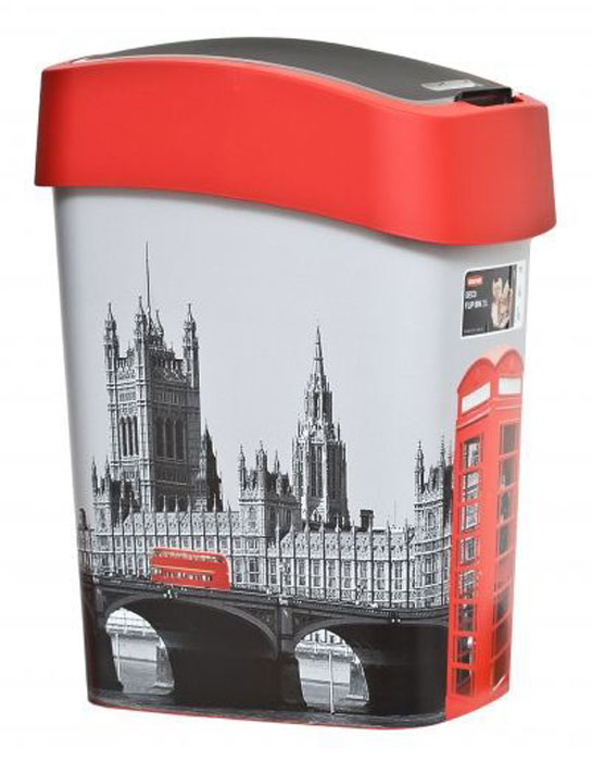 Контейнер для мусора Curver Deco Flip Bins London, 25 л02171-L11 Контейнер для мусора Curver Deco Flip Bins London, 25 л02171-L11Мусорный контейнер Curver Deco Flip Bins London, выполненный из прочного пластика, не боится ударов и долгих лет использования. Изделие украшено изображением достопримечательностей Лондона и оснащено плавающей крышкой, с помощью которой его легко использовать. Крышка плотно прилегает, предотвращая распространение запаха. Вы можете использовать такой контейнер для выбрасывания разных пищевых и не пищевых отходов. Контейнер может пригодиться также в ванной комнате или у туалетного столика.