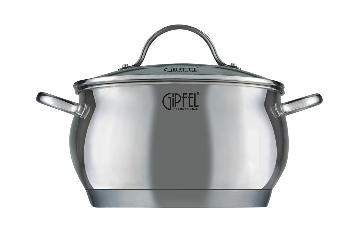 Кастрюля Gipfel Terza, с крышкой, 3,4 л1293 Кастрюля Gipfel Terza, с крышкой, 3,4 л1293Посуда Gipfel изготовлена только из качественных, экологически чистых материалов. Также уделяется особое внимание дизайну продукции, способному удовлетворять вкусы даже самых взыскательных покупателей. Сталь 8/10, из которой изготавливается посуда и аксессуары Gipfel, является уникальной. Она отличается высокими эксплуатационными характеристиками и крайне устойчива к физическим воздействиям. Сложно найти более подходящий для создания качественной кухонной посуды материал. Отличительной чертой металлической посуды, выполненной из подобной стали, является характерный сероватый оттенок поверхности и особый блеск. Преимущественной особенностью технологии является многослойное дно посуды, которое распределяет тепло по всей поверхности и позволяет сократить время приготовления пищи. Следует также отметить, что в посуде Gipfel можно готовить без воды и соли. Это позволяет приготовить более здоровую пищу.