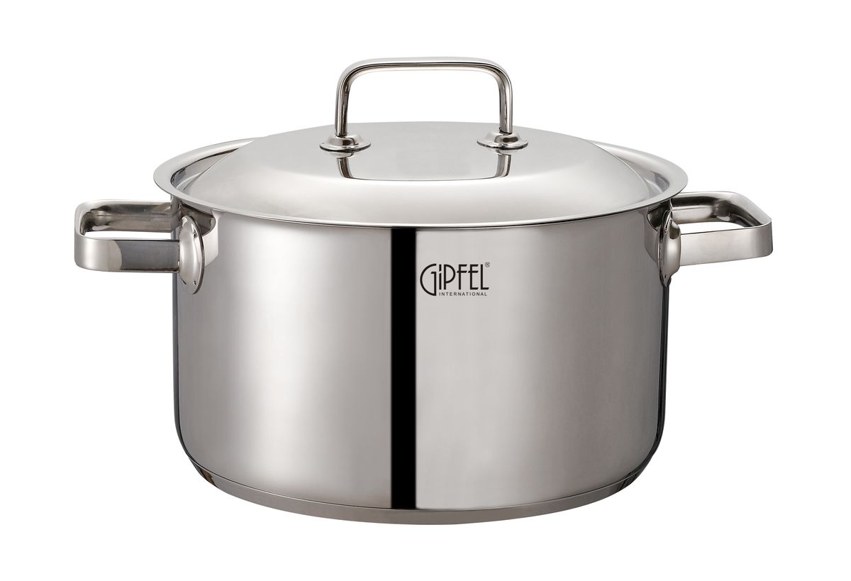Кастрюля Gipfel Laren, с крышкой, 24 х 24 х 17 см1844 Кастрюля Gipfel Laren, с крышкой, 24 х 24 х 17 см1844Посуда Gipfel изготовлена только из качественных, экологически чистых материалов. Также уделяется особое внимание дизайну продукции, способному удовлетворять вкусы даже самых взыскательных покупателей. Сталь 8/10, из которой изготавливается посуда и аксессуары Gipfel, является уникальной. Она отличается высокими эксплуатационными характеристиками и крайне устойчива к физическим воздействиям. Сложно найти более подходящий для создания качественной кухонной посуды материал. Отличительной чертой металлической посуды, выполненной из подобной стали, является характерный сероватый оттенок поверхности и особый блеск. Преимущественной особенностью технологии является многослойное дно посуды, которое распределяет тепло по всей поверхности и позволяет сократить время приготовления пищи. Следует также отметить, что в посуде Gipfel можно готовить без воды и соли. Это позволяет приготовить более здоровую пищу.