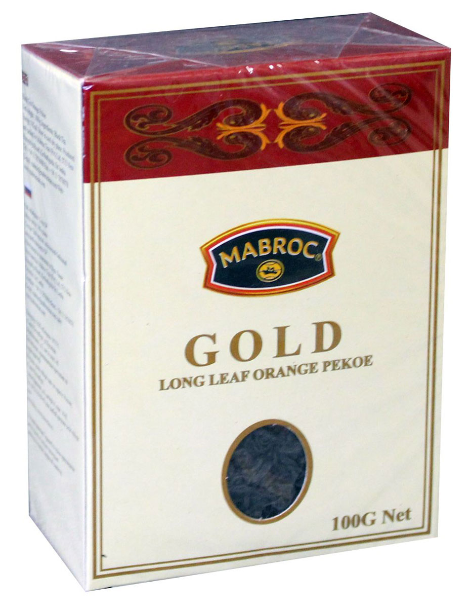 Mabroc Голд чай черный листовой, 100 г4791029062716 Mabroc Голд чай черный листовой, 100 г4791029062716Чай Маброк, коллекция Голд. Стандарт: OP - крупный лист. Листья для этого чая собирают с кустов после того, как почки полностью раскрываются. Для этого сорта собирают первый и второй лист с ветки. В сухой заварке листья должны быть крупными (от 8 мм до 15 мм), однородными, хорошо скрученными. Этот сорт практически не содержит типсов, имеет достаточно высокое содержание ароматических масел, поэтому настой чая очень ароматен. Также этот чай характерен вкусом с горчинкой благодаря большому содержанию дубильных веществ.