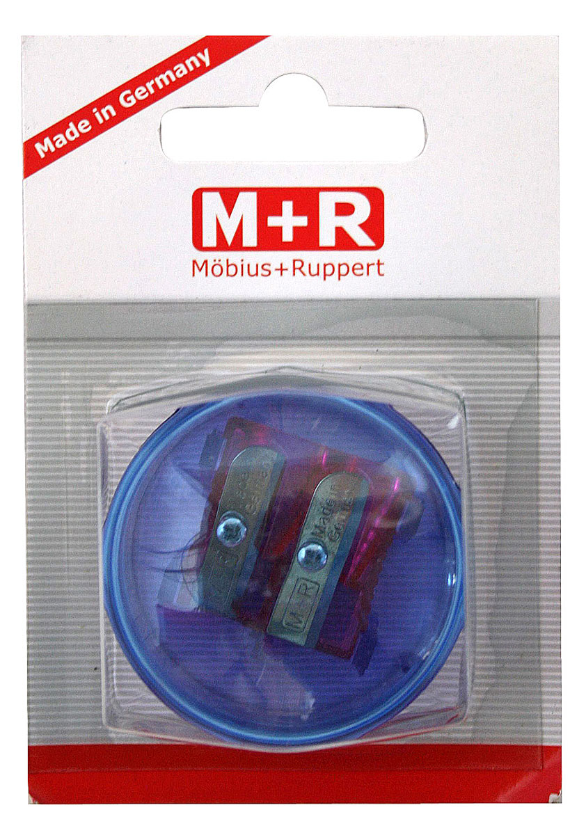 M+R Точилка Top Duo цвет синий фиолетовый0344-0002, 03440002 M+R Точилка Top Duo цвет синий фиолетовый0344-0002, 03440002Точилка M+R Top Duo выполнена из прочного пластика. В точилке имеются два отверстия для карандашей разного диаметра. Точилка подходит для различных видов карандашей. При повороте пластикового контейнера, отверстия закрываются. Полупрозрачный контейнер для сбора стружки позволяет визуально контролировать уровень заполнения и вовремя производить очистку.