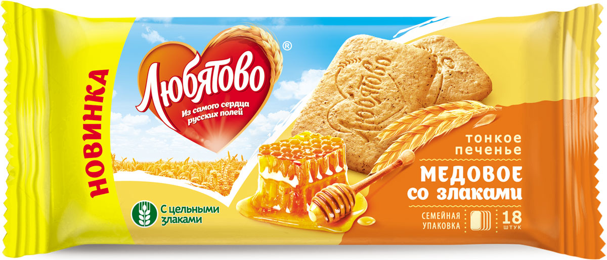 Любятово печенье сахарное Медовое со злаками, 171 г4610003252649 Любятово печенье сахарное Медовое со злаками, 171 г4610003252649У нас в Любятово вкус взлетел на новую высоту, потому что мы готовим по улучшенному рецепту.