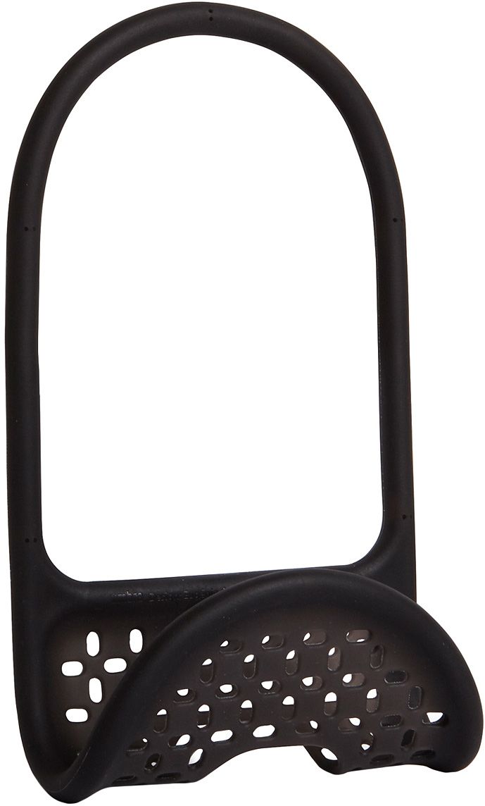 Органайзер для раковины Umbra Sling, цвет: черный1004294-040 Органайзер для раковины Umbra Sling, цвет: черный1004294-040Уникальный органайзер для раковины из металлической проволоки с пластиковым покрытием. Ручка удобно гнётся и позволяет вешать органайзер на водопроводный кран или боковую сторону раковины.Подходит для хранения губок, щёток и прочих приспособлений для чистки и мытья. Перфорация даёт воздуху свободно циркулировать, поэтому губки и щётки будут сохнуть быстрее. Дизайнеры Eugenie de Loynes и Jordan Murphy