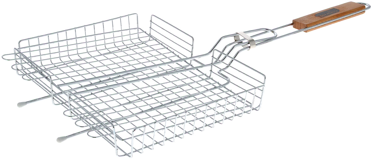Решетка-гриль Termico, 31 х 24 х 5 см0003954 Решетка-гриль Termico, 31 х 24 х 5 см0003954Решетка-гриль Termico предназначена для приготовления мяса, шашлыков, окороков, колбасок, сосисок, рыбы, овощей и прочих продуктов на открытой шашлычнице, в камине, на костре. Решетка изготовлена из высококачественной стали с хромированным покрытием, что облегчает процесс мытья решетки. Деревянная ручка облегчает эксплуатацию изделия и исключает возможность получения ожога. В производстве используются только экологически чистые материалы. Приготовления продуктов с помощью решетки не требует использования жиров и масел, поэтому в продуктах сохраняются все полезные компоненты и не образуются вредные для организма вещества.Размер решетки: 31 х 24 х 5 см.Общая длина решетки (с ручкой): 70 см.