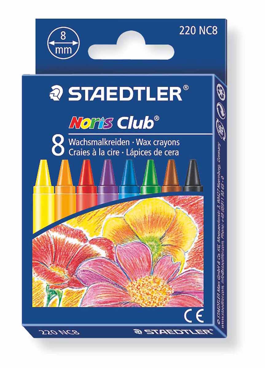 Staedtler Набор восковых мелков Noris Club 8 цветов220NC804 Staedtler Набор восковых мелков Noris Club 8 цветов220NC804Набор восковых мелков Staedtler Noris Club содержит 8 ярких насыщенных цветов и оттенков. Мелки предназначены для рисования по бумаге, картону, стеклу, керамике, пластику. Не токсичны и абсолютно безопасны. Каждый мелок обернут в бумажную гильзу. Диаметр каждого мелка - 8 мм.