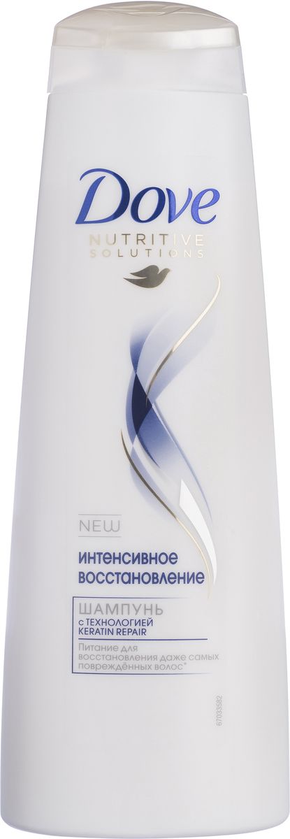 Dove Nutritive Solutions Шампунь Интенсивное восстановление 400 мл052303052 Dove Nutritive Solutions Шампунь Интенсивное восстановление 400 мл052303052Шампунь Dove с технологией Keratin Repair работает одновременно в 2 направлениях: достижение мгновенного результата и более долгосрочного эффекта. Уникальная формула Dove действует мгновенно, восстанавливая поверхность волос, и одновременно обеспечивает глубокое питание для воссоздания их внутренней структуры на клеточном уровне. С каждым разом Ваши волосы выглядят все более сильными, ухоженными и полными жизни! * в линейке Dove **восстановление видимых повреждений Совет от Dove: для наилучшего результата используйте бальзам-ополаскиватель Dove каждый раз после мытья волос.