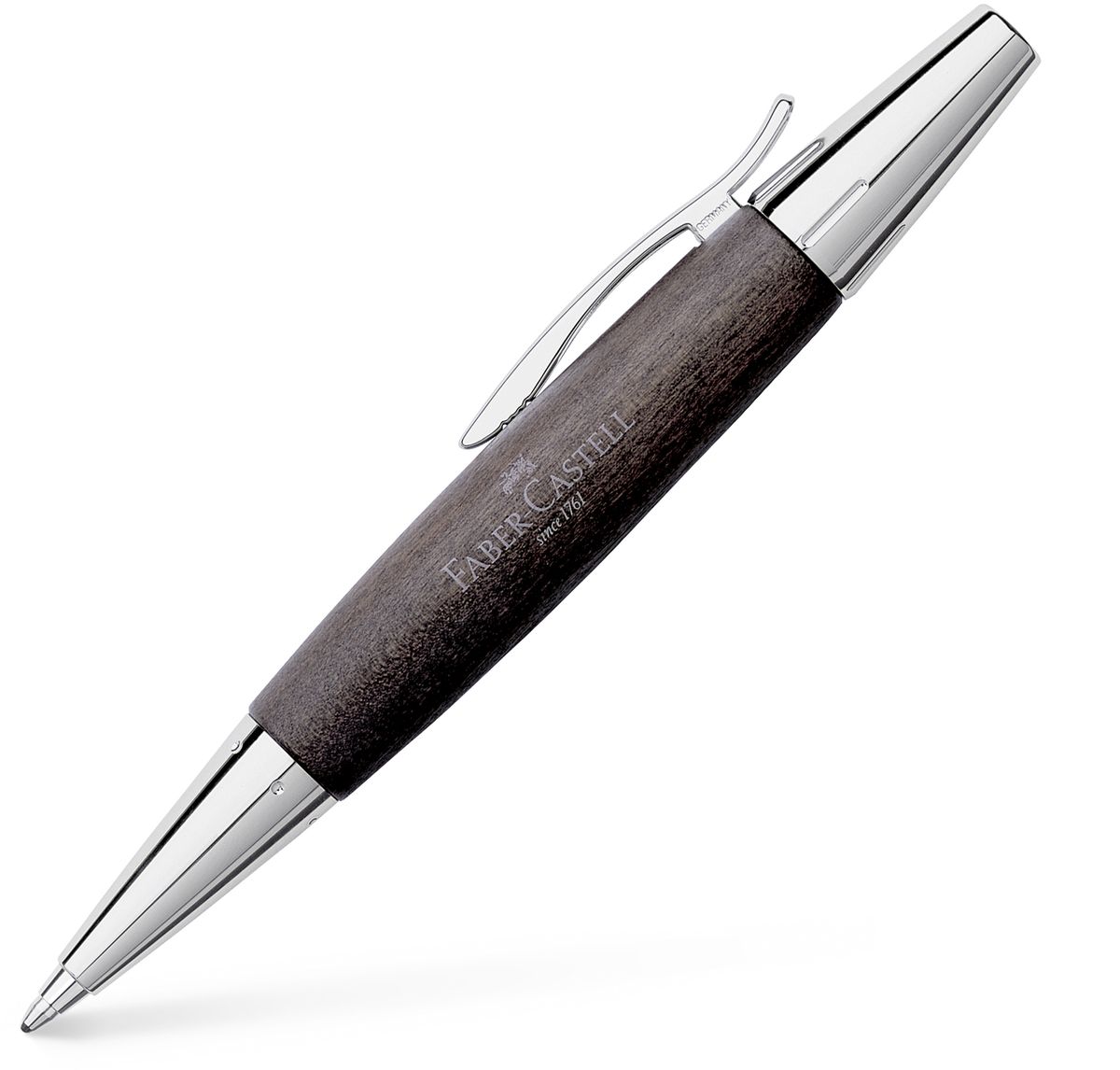 Faber-Castell Ручка шариковая E-motion Birnbaum B цвет черный72523WD Faber-Castell Ручка шариковая E-motion Birnbaum B цвет черный72523WDШариковая ручка высшего качества корпус изготовлен из грушевого дерева черного оттенка оба конца из хромированного шлифованного металла упругий клип поворотный механизм twistобъемный черный стержень Виндивидуальная подарочная упаковка