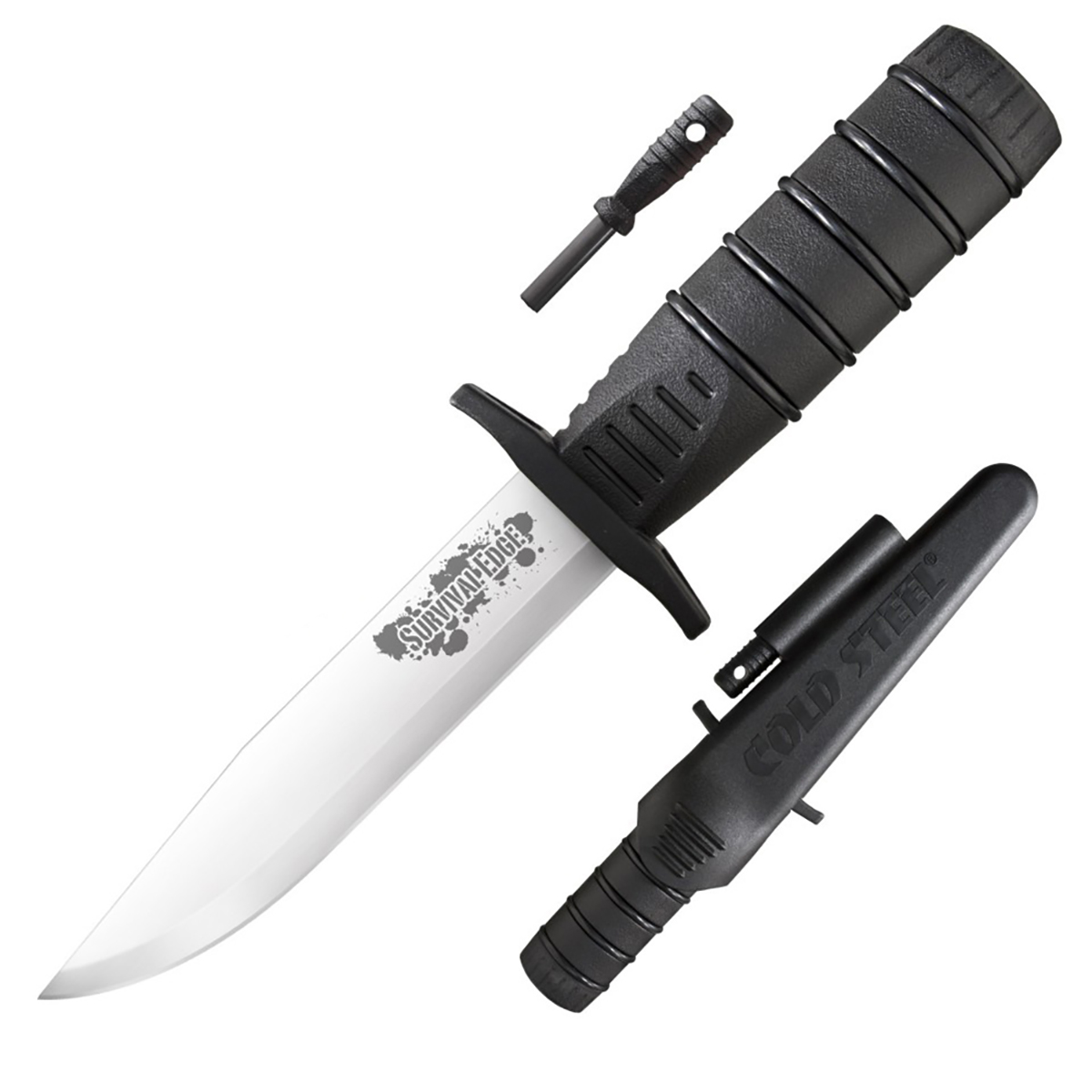 Нож Cold Steel Survival EdgeCS/80PHBZ Нож Cold Steel Survival EdgeCS/80PHBZCold Steel рад представить новый недорогой нож для выживания с полой рукояткой Survival Edge. После многолетних экспериментов со сверхпрочными видами пластика и различными способами литья под давлением нам удалось создать сверхпрочный, но при этом легкий как перышко, клинок. Этот надежный клинок типа клип-поинт из крио- закаленной немецкой стали 4116 шириной 1” и длиной 5” достаточно универсален и может справиться с практически с любой ситуацией выживания. Его полую рукоятку, изготовленную из самого высококачественного на сегодняшний день полипропилена и имеющую литую гарду в форме крестовины для защищает пальцев, можно совместить с подходящей палкой и получить таким образом импровизированное копье. А повернув водонепроницаемую крышечку можно понять что полая рукоятка удобно вмещает неплохой набор для выживания.И наконец, нож Survival Edge поставляется в комплекте с устойчивым против атмосферных влияний и сверхлегким чехлом Secure-Ex и высококачественным огнивом Ferrocerium