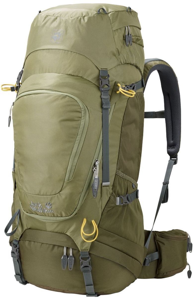 Рюкзак туристический Jack Wolfskin Highland Trail Xt 50, цвет: хаки. 2003022-4288800802 Рюкзак туристический Jack Wolfskin Highland Trail Xt 50, цвет: хаки. 2003022-4288800802Рюкзак туристический Jack Wolfskin Highland Trail Xt 50 выполнен из текстиля. Комфортабельная, легкая и гибкая поддерживающая система для оптимального распределения нагрузки, обеспечивающая большую свободу движений, регулируемый нагрудный ремень с сигнальным свистком. Основное отделение с двумя возможностями доступа (спереди и сверху) и внутренним карманом (одновременно отделение для фляги), донное отделение, карман в клапане с регулировкой высоты, внутренним отделением и крючком для ключей, передний карман с внутренним отделением, большой боковой карман с застежкой-молнией, 2 сетчатых боковых кармана, раскладной карман для бутылки. Фиксатор для альпенштока и ледоруба, подготовка фиксатора для шлема, боковая и донная компрессия, отражатели. Имеется сигнальный набор: горные сигналы бедствия и правила поведения на внутренней стороне клапанного кармана.подготовка питьевой системы (прокладка и фиксатор для шланга), предусмотрен дождевик в донном кармане.