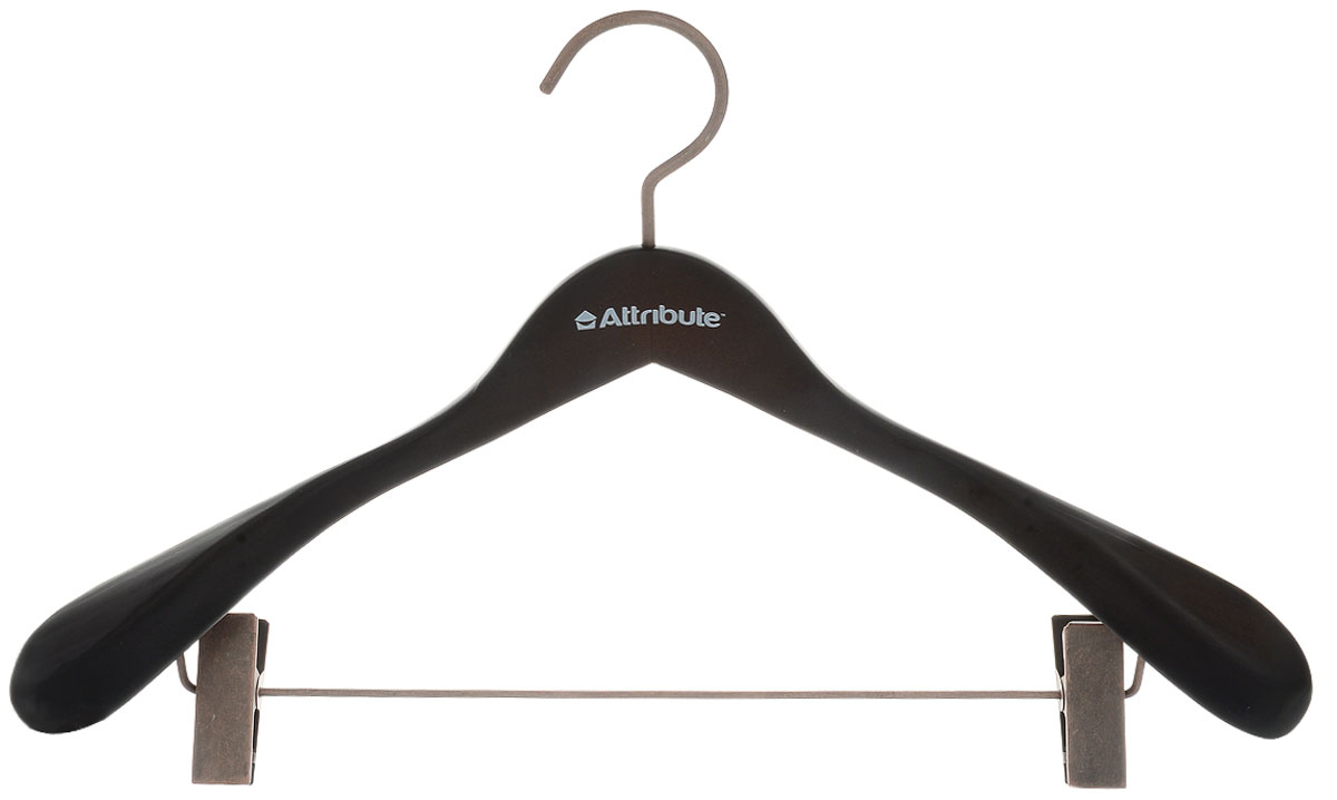 Вешалка для верхней одежды Attribute Hanger Prestige, с клипсами, цвет: коричнево-черный, длина 44 смAHD261 Вешалка для верхней одежды Attribute Hanger Prestige, с клипсами, цвет: коричнево-черный, длина 44 смAHD261Вешалка Attribute Hanger Prestige изготовлена из дерева и металла, снабжена клипсами. Клипсы имеют специальные пластиковые накладки, чтобы не повредить ткань. Вешалка - это незаменимый аксессуар для того, чтобы ваша одежда всегда оставалась в хорошем состоянии. Длина вешалки: 44 см.