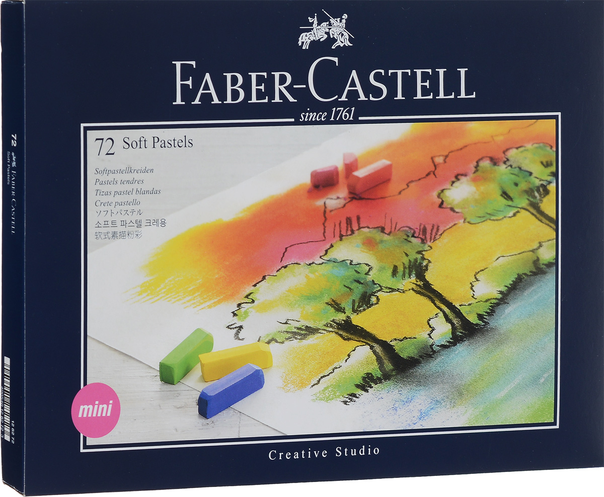Faber-Castell Мягкие мини-мелки Studio Quality Soft Pastels 72 шт128272 Faber-Castell Мягкие мини-мелки Studio Quality Soft Pastels 72 шт128272Набор Faber-Castell Studio Quality Soft Pastels содержит мягкие мини-мелки квадратной формы 72 цветов - от ярких активных тонов до приглушенных оттенков. Мелки великолепного качества не крошатся при работе, обладают отличными кроющими свойствами, обеспечивают хорошее сцепление с поверхностью, яркость и долговечность изображения. Мягкими мелками Faber-Castell Studio Quality Soft Pastels можно рисовать в любой технике, сочетая их с цветными карандашами и красками.