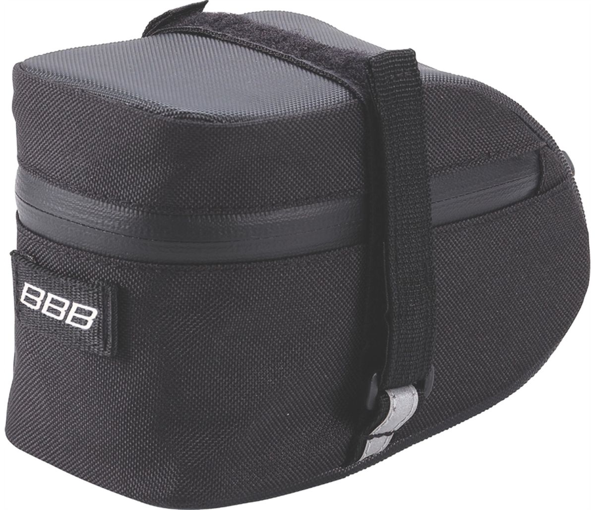 Велосумка под седло BBB EasyPack, цвет: черный. Размер MCRL-3BL Велосумка под седло BBB EasyPack, цвет: черный. Размер MCRL-3BLВ технологичной подседельной сумке BBB EasyPack применяются лучшие материалы и новейшие технологии. Синяя подкладка обеспечивает лучшую видимость содержимого. Эластичный ремешок и карман для простоты организации содержимого вашей сумочки . Водонепроницаемая молния с фиксатором дает дополнительную безопасность и абсолютно бесшумна при езде. Крепление для заднего габарита-LED фонарика. Черная светоотражающая полоска обеспечивает лучшую видимость вас на дороге. Двойная застежка на липучке помогает просто и быстро установить/снять сумку. Резиновый ремешок крепления к подседельному штырю для надежной фиксации сумочки и во избежание повреждений лайкровых шорт и подседельного штыря.
