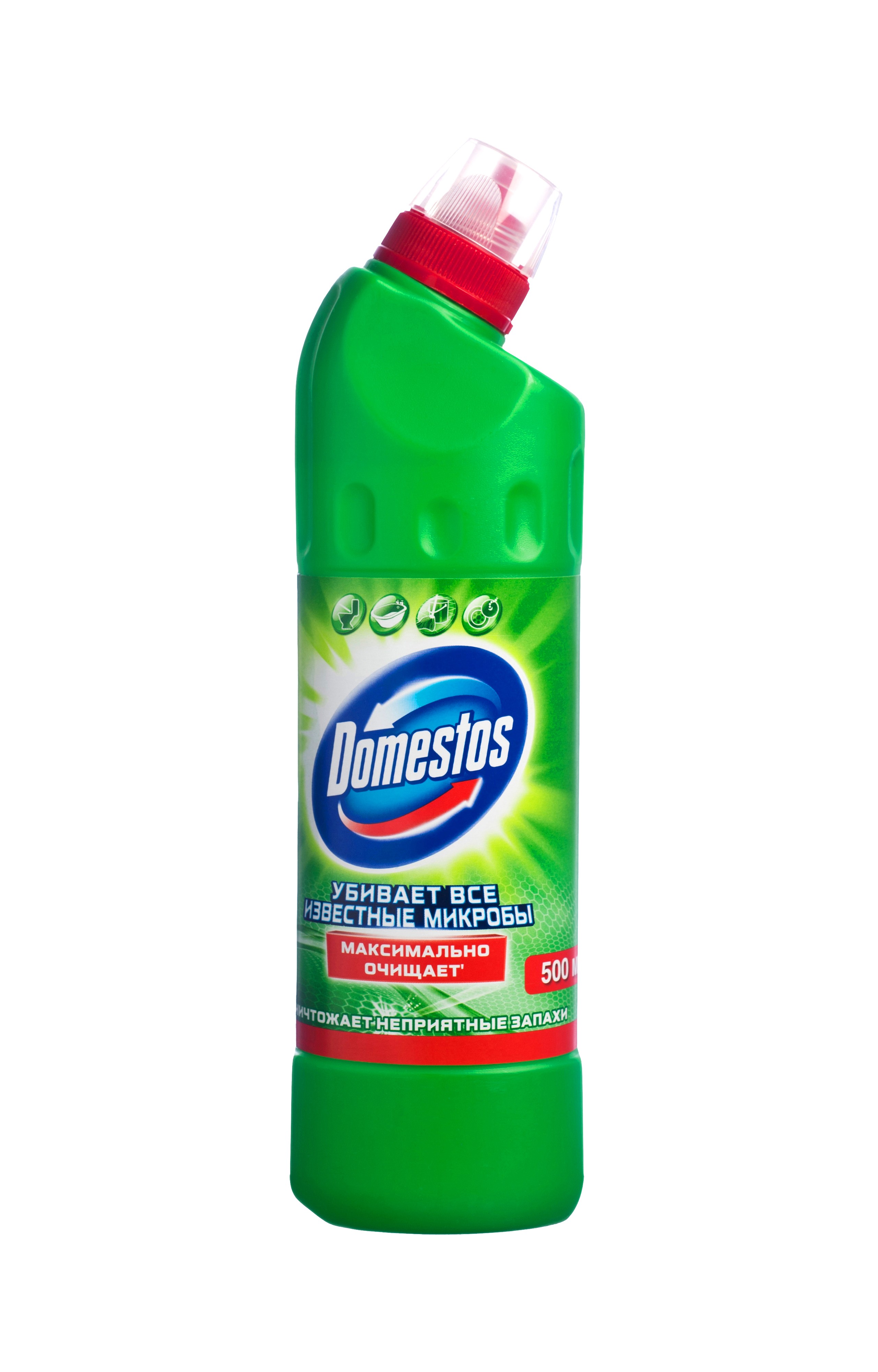 Domestos Двойная сила Чистящее и дезинфицирующее средство Универсальное Хвойная свежесть 500 мл21146678 Domestos Двойная сила Чистящее и дезинфицирующее средство Универсальное Хвойная свежесть 500 мл21146678Универсальное чистящее средство Domestos Двойная сила. Хвойная свежесть подходит для уборки раковин и ванн, кафеля, пола, унитаза, сливов и водостоков на кухне и в ванной. Чистит до блеска, дезинфицирует и отбеливает. Domestos не только очищает поверхности, но и помогает бороться со всеми известными микробами - в том числе, вызывающими опасные заболевания, обеспечивая свежий аромат. Густой, многофункциональный, экономичный и невероятно эффективный. Среди средств для туалетов Domestos - бесспорный лидер, благодаря густой формуле и удобной форме бутылки. Нельзя забывать, что гигиена важна не только в туалете, но и в ванной. Влага и тепло - идеальные условия для размножения бактерий, грибка, плесени. Регулярное использование небольшого количества Domestos на мокрой тряпке или губке в ванной убирает мыльной осадок, темные пятна, дезинфицирует поверхности. Domestos безопасен. При надлежащем использовании Domestos абсолютно безвреден как для людей, так и...