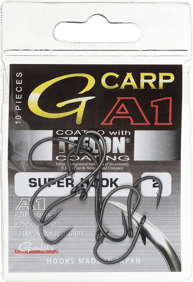 Крючок рыболовный Gamakatsu A1 G-Carp Super Hook Teflon PTFE T/C, размер 2, 10 шт14767200200 Крючок рыболовный Gamakatsu A1 G-Carp Super Hook Teflon PTFE T/C, размер 2, 10 шт14767200200Крючок Gamakatsu A1 G-Carp Super Hook Teflon PTFE T/C подходит для ловли карпа. Изделие изготовлено из стали повышенной прочности. Крючок долго остается острым и легко впивается даже в твердую кость. Крючок не имеет бокового отгиба. Применяется в составе волосяных оснасток с тонущими насадками, а также с насадками типа снеговик. Подходит для растительных и животных насадок. Крючок прекрасно справляется на участках дна с наличием донного мусора. Размер: 2. Количество: 10 шт. Вид головки: кольцо.